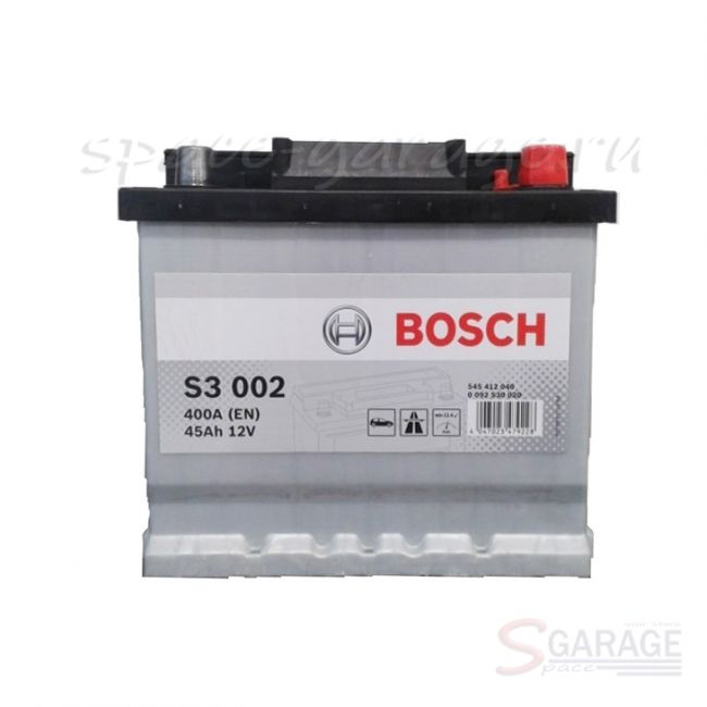 Аккумулятор Bosch S3 45 А/ч 400 А 12V обратная полярность, стандартные клеммы (0092S30020)