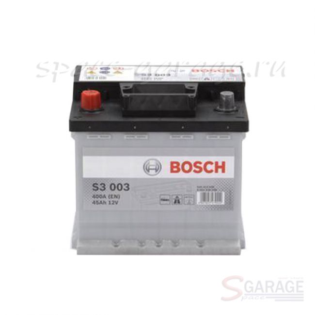 Аккумулятор Bosch S3 45 А/ч 400 А 12V прямая полярность, стандартные клеммы (0092S30030)