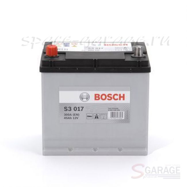 Аккумулятор Bosch S3 45 А/ч 300 А 12V прямая полярность, стандартные клеммы (0092S30170)