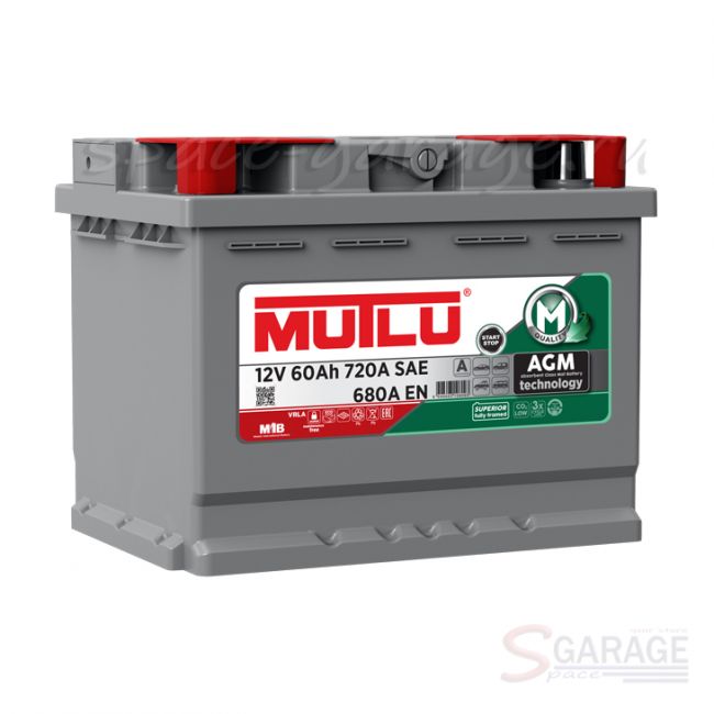 Аккумулятор Mutlu Start-Stop Plus 60 А/ч 680 А 12V обратная полярность, стандартные клеммы (AGML260068A)