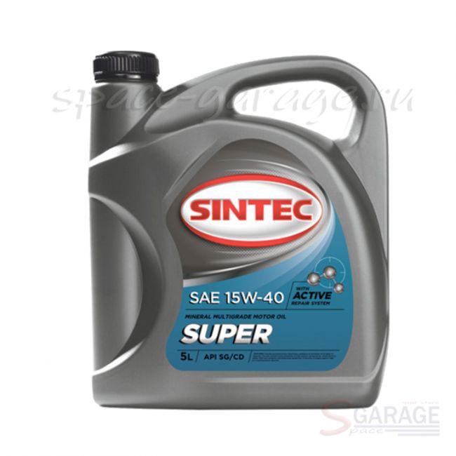 Масло моторное Sintec SUPER 15W-40 API CD, SG минеральное 5 л (900315)